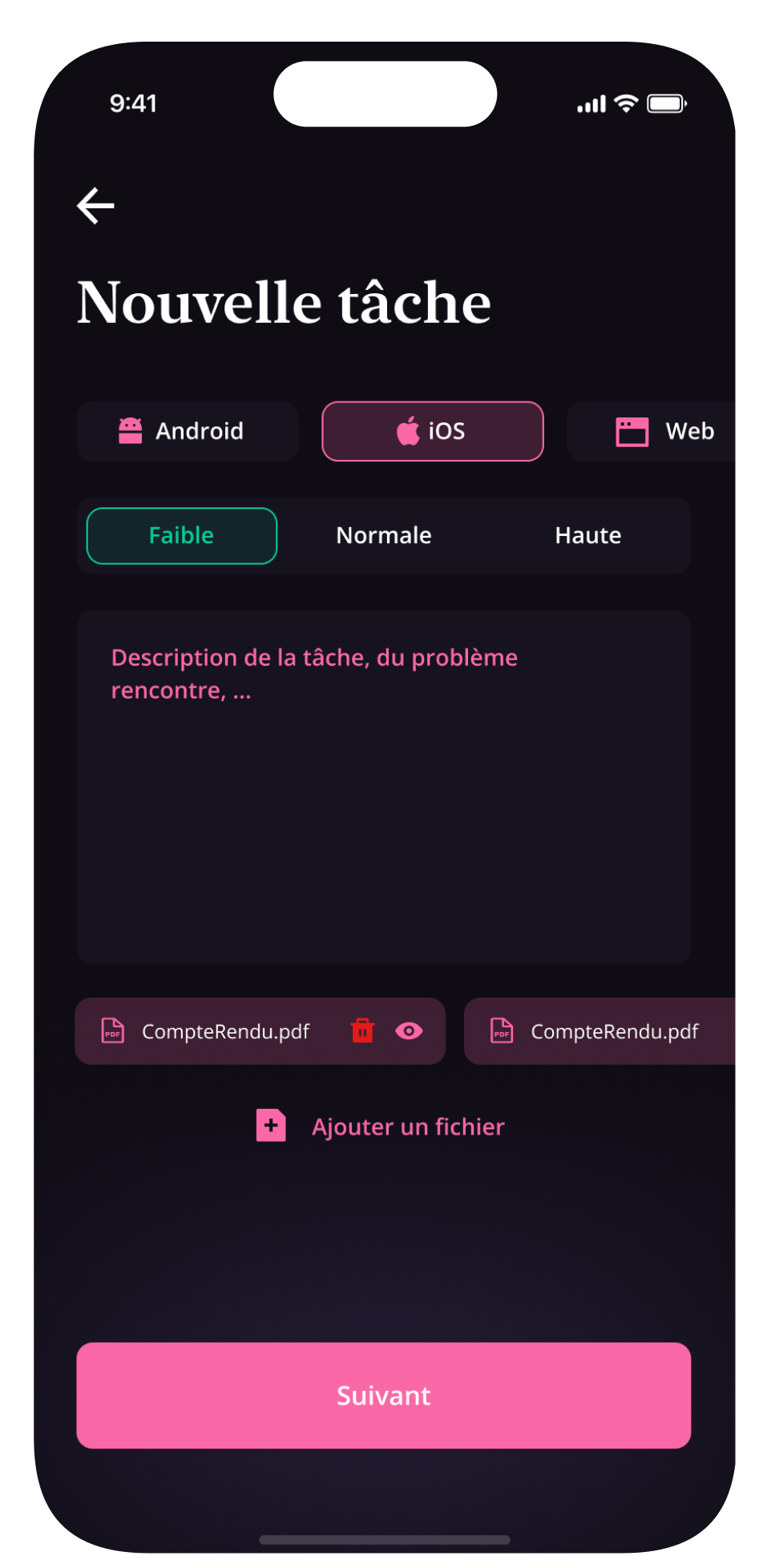 Apercu application sur iPhone