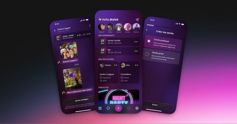 Parcours mobile oriente ticketing et usage terrain, avec plusieurs ecrans relies dans un meme produit